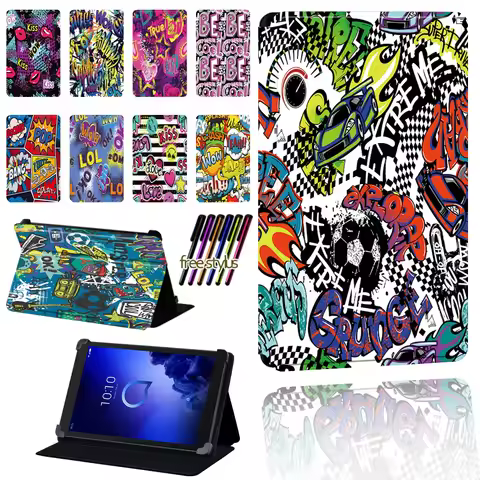 New Tablet Case for Alcatel 1T 7 10"/3T 8 10"/A3 10" Graffiti Art Pattern Foldable Anti-fall Univers