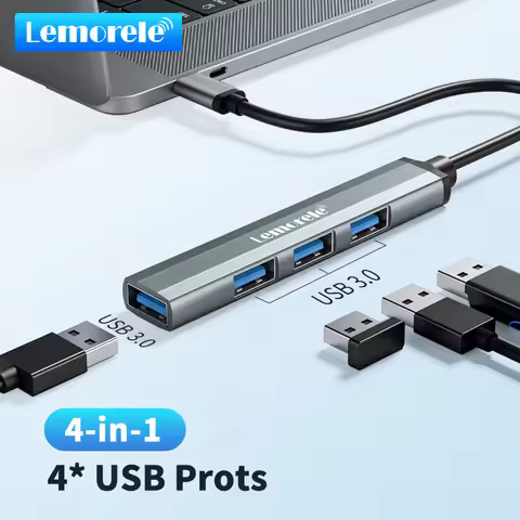 Lemorele USB C Hub USB Hub 3.0 long cable OTG 4 Port Type C HUB Multi Splitter Adapter Laptop Access