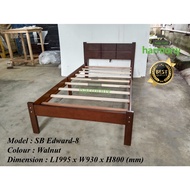 Harmony Edward Wooden Single Bed Frame / Solid Wood Single Bed / Katil Bujang Kayu / Katil Single / Bedroom Furniture