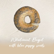 Wholemeal Bagel with Blue Poppyseed Traditional Bagel Chewy Bagel, NO SUGAR NO OIL, fresh bake