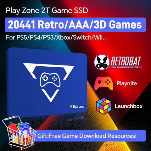 PlayZone Extreme 2T Retro Game SDD For Windows Launchbao+Retrobat+Playnite Game HDD 20000+ Games For