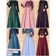 Ready Stock Muslimah Plus Size Long Sleeve LaceyMaxi Dinner Evening Dress Gown
