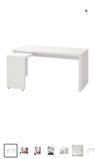 信義區自取 MALM L型書桌/工作桌, 白色, 151 x 65 公分 北歐工業LOFT風格經典IKEA宜家MALM工作桌L型書桌辦公桌轉角桌電腦桌/白色/二手八成新/原$4999特$3300