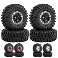 4pcs 70mm 1.3" Metal Beadlock Wheel and Tire for 1/18 1/24 RC Crawler Car FCX24 FCX24M  TRX4M SCX24 