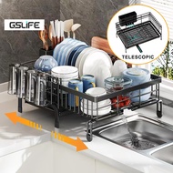 GSlife Stretchable Dish drainer rack Kitchen Dish Rack Dish Plate Storage Rack