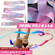 4M & GLITTER RIBBON STICK2M FOR RITMIK GYMNASTICS BALLET RIBBON STICK TWIRLING STICK DANCE ROTATING 