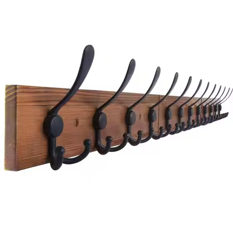 Mount 47.3 Burnt Brown Hanger Rustic Towel Rack for Bathroom, Living Room Hooks for Coats, Hats, Clo