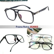 Frame Kacamata Retro Lebar J52002 Eyeglass Unisex Pria Wanita Lensa Minus Baca Anti Radiasi Photocro