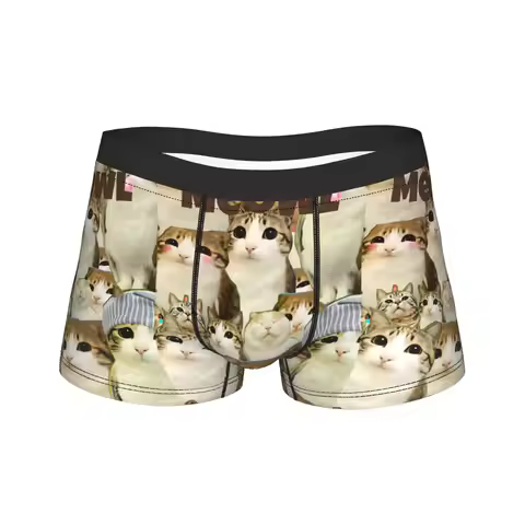 Meowl Cat Owl Cute Pet Stickers Underwear Comfortable Panties Customs Boxer Brief For Males 3D Pouch