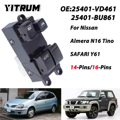 YITRUM For Nissan SAFARI Y61 Almera Tino Electric Power Master Window Control Switch Lifter Button 2