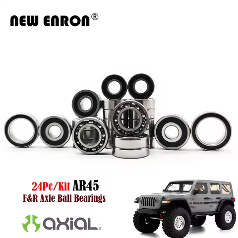 24Pc AR45 Front Rear Portal Axle Ball Bearings Kit Black Rubber Sealed Pre-Greased for RC Car Parts 