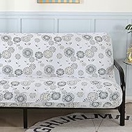 OctoRose Full Size 54x75x8inch 3 Side Zipper Soft Chenille Futon Cover Ivory Navy Mixed/Sofa Day Bed