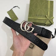 Gucci 406831 1W3AF 銀色雙G扣皮帶 4.0CM面寬 歐碼75-110多尺碼可選