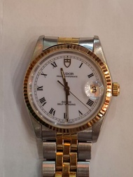 Rolex Tudor 74033 白面羅馬字 自動日曆金鋼錶