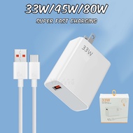 RLME 33W/45W/80W USB Fast Charger Adapter with Type-C Cable Super Fast Charging Wall Charger