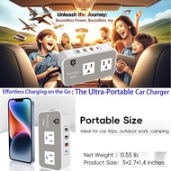 Upgraded 200W Car Power Inverter & Multi-Port USB-C Car Charger Adapter with Plug Outlet– 12V to 110