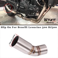 Motorcycle Exhaust Escape Stainless Steel Middle Link Pipe Connect 51MM muffler Slip On For Benelli Leoncino 500 BJ500