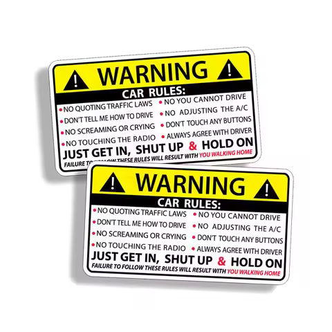 Car Safety Warning Rules StickersCar Safety Warning Rules Stickers