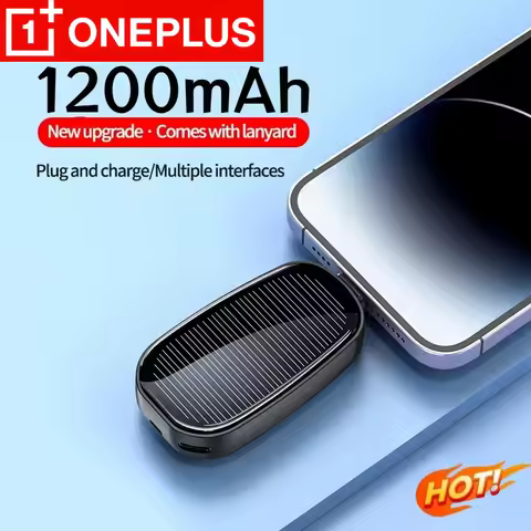 OnePlus 1200mAhSolar Mini Power Bank Key Ring Portable Charger Compact Outdoor Camping External Batt