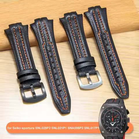 Genuine Leather Watch Straps for Seiko sportura SNL029P2 SNL021P1 SNA595P2 SNL017P1 Watchband Waterp