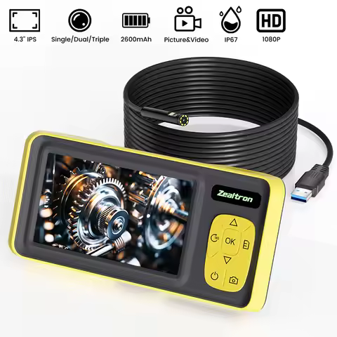 1-15m 1080P Industrial Endoscope 4.3'' IPS Screen Detachabe Design, IP67 Borescope Autofocus 8mm Len