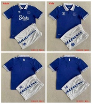 Everton Home เสื้อเชิ้ตและกางเกงขาสั้น23-24ชุดเจอร์ซี่ฟุตบอลคุณภาพไทยสำหรับผู้ใหญ่และเด็ก
