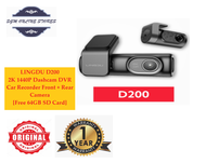 LINGDU D200 2K 1440P Dashcam DVR Car Recorder Front + Rear Camera GPS 24 Hour Recording Wi-Fi
