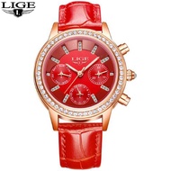 LIGE ladies watch fashion sports quartz watch leather waterproof watch