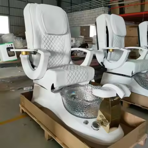 Luxury White Pu Leather Pedicure Chairs 4 Sets Massage Beauty Shop No Plumbing Pedicure Chair Salon 