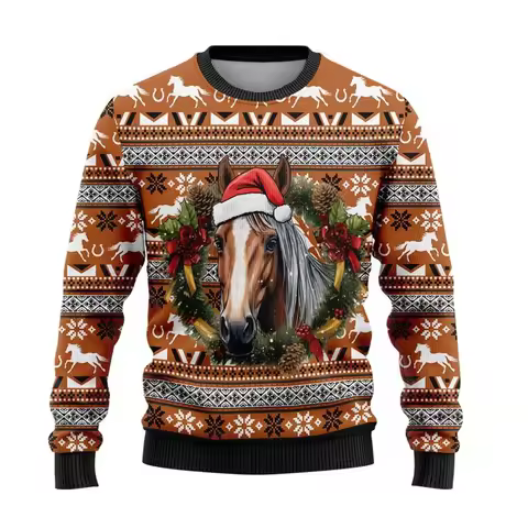 Men's Funny Ugly Christmas Sweater, Long Sleeve Crewneck Xmas Pullover Gift, Soft Novelty Holiday Pa