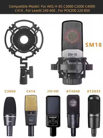 Microphone Shock Mount Stand Clip For AKG C2000 C3000 C4000 C214 C314 C414 AT2035 AT4040 SM18 Microp
