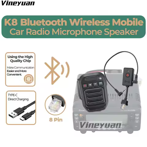 K8 Bluetooth Wireless Mobile Car Radio Microphone Speaker for Kenwood TK-7160 TK-8100 Baofeng TYT QY