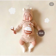Long-sleeved jumpsuit + Cotton hat for babies made in Korea brand IKsan.BéBe