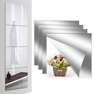 Adhesive Mirror Tiles Set 4PCS 35cmX35cm Full Length Mirrors Easy Installation Stickers for Dorm Room Door Bathroom Shower Shop and Home Decoration
