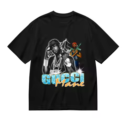 Gucci Mane J. Cole Houston Graphic T-Shirt Unisex Vintage Bootleg Hip Hop Streetwear Oversized Cotto