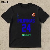 Pilipinas Basketball Jersey Number 24 Smart Logo Black Summer Short Sleeve Tshirt