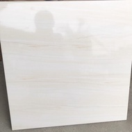 Keramik 50x50 putih motif (glossy)/ keramik lantai cream motif