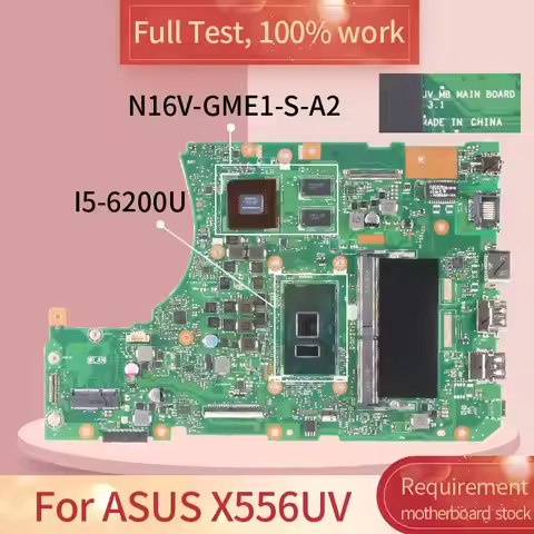 X556UV For ASUS X556UV REV.3.1 SR2EY I5-6200U N16V-GME1-S-A2 DDR4 Notebook motherboard Mainboard ful