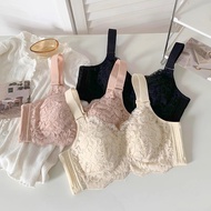 Plus Size Full Coverage Minimizer Bra Lace Wire Free Big Breast Side Support Anti-Sagging Bralette P