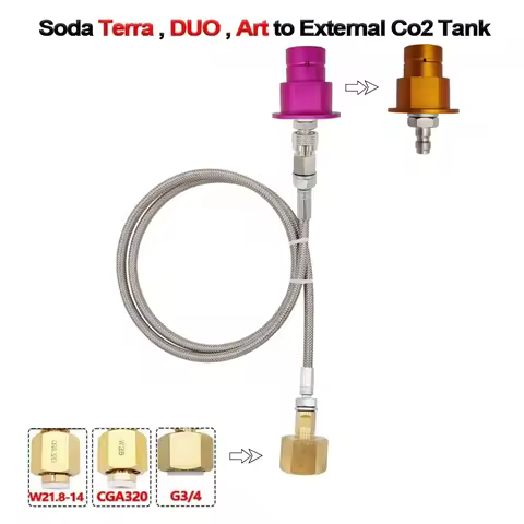 External steel braided hose, 1.5 m, for Soda Club adapter set, for SodaStream DUO Terra Art W21.8-14