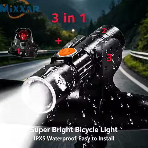 ZK30 3 in1 8000 Lumen Bike Bicycle Light USB rechargeable LED Waterproof Super Bright Zoom Headlight