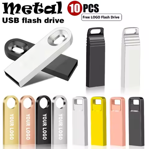 Flash 10PCS/Lot Metal USB Drive Free Customization Logo 128MB 1GB 2GB 4GB 8GB 16GB 32G 64G 128GB Mem