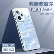 เคสโทรศัพท์กระจกเคลือบดีไซน์เรียบหรูบางเฉียบสำหรับ Honor 400 pro ป้องกันการตกหล่นพร้อมกล้องแบบครอบเต
