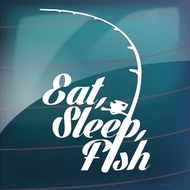 1PCS 13.5*20CM Eat Sleeping Fish Vinyl Reflective Car Sticker Decal