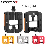 Liteplus  Folding Pedals  Anti-slip All-aluminum Alloy Quick Folding Bike Pedals Anti-skid Spikes With Reflector Windward Small Wheel Folding Bicycle Pedals Bike Accessories