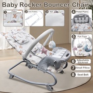 🎹Premium Baby Rocker Bouncer Chair Baby Rocking Swing Chair with Piano Toys Pillow Safety Belt Recli