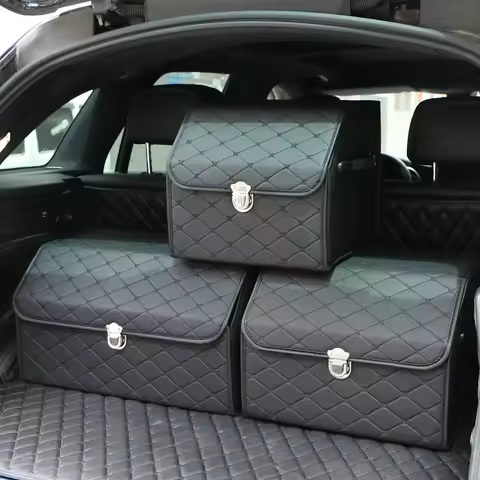 Collapsible Car Trunk Storage Box High Capacity Organizer In The Car PU Leather Trunk Tool Box Auto 
