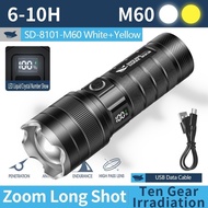 SMILING SHAR Rechargeable Torchlight 2in1 White Yellow Light Torch Light Led M60 6000 Lumens Super B