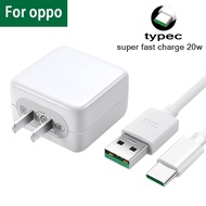 ที่ชาร์จoppo ชาร์จเร็ว vooc 4.0  หัวชาร์จ+สายชาร์จ oppo vooc type c 1 เมตร 2 เมตร 20W 5V 4A รับประกันหนึ่งปี สำหรับ reno realme  1+