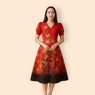 dress batik simple elegan baju kondangan acara pesta mewah model terbaru murah